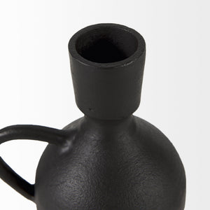 Cyrus Black Spherical Vase W/ Flute Decorative Object