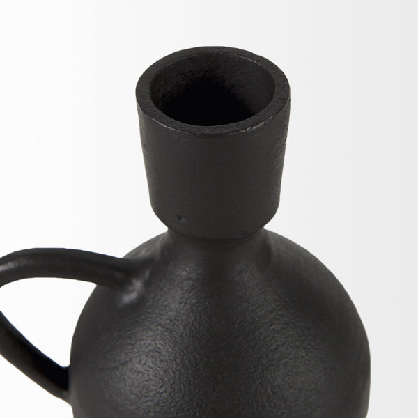 Cyrus Black Spherical Vase W/ Flute Decorative Object