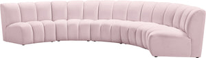 Lynda 5pc. Modular Sectional In Pink Velvet