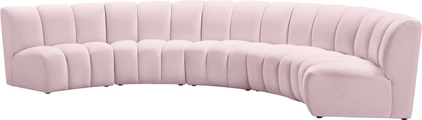 Lynda 5pc. Modular Sectional In Pink Velvet