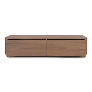 Moe's Round Off Coffee Table with Storage in Walnut Brown