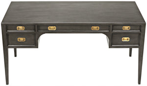 Africa Mahogany and Veneer Desk with Brass Pulls in Pale Finish