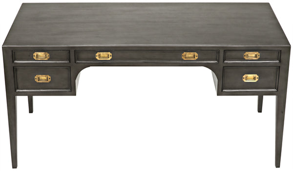 Africa Mahogany and Veneer Desk with Brass Pulls in Pale Finish
