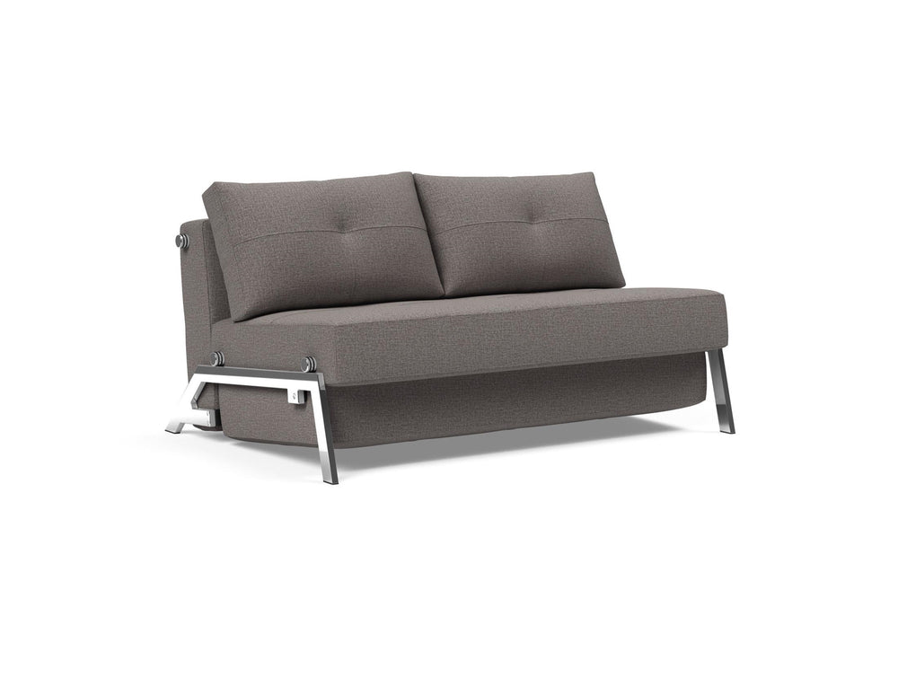 CUBED FULL SOFA BED in MIXED DANCE GREY FABRIC WITH Chrome legs 521