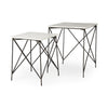 Lorlei 20.0L x 20.0W x 23.8H White Marble Top W/Antique Gold Iron Legs End and Side Table