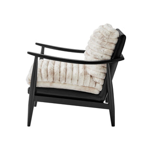 Edmond Faux Fur/Faux Leather Accent Arm Chair, Chrestville Sand/Black