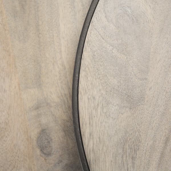 Clapp Round Light Brown W/ White Wash Wood and Silver Metal Nesting Accent Tables (Set of 2)