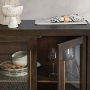 Bradley Solid Wood 2-Door Cabinet with Antique Brass Hardware