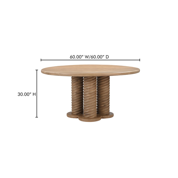 Treccia Round Dining Table in Oak