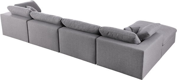 Carmen Cloud Modular Sectional In Grey Linen Fabric