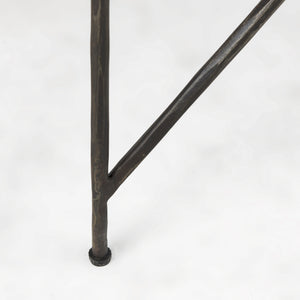 Lorlei 20.0L x 20.0W x 23.8H White Marble Top W/Antique Gold Iron Legs End and Side Table