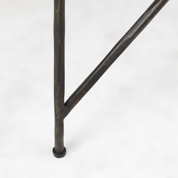 Lorlei 20.0L x 20.0W x 23.8H White Marble Top W/Antique Gold Iron Legs End and Side Table