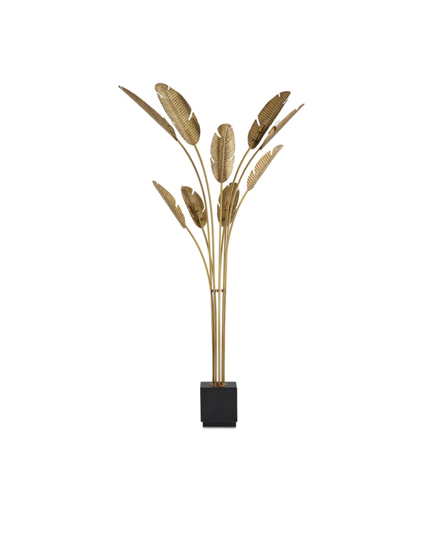 Tropical Grande Floor Lamp In Vintage Brass & Black
