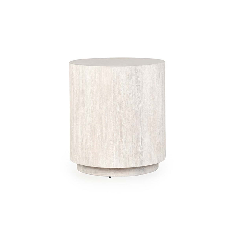 Layne Solid Wood Round End Table - Milk White