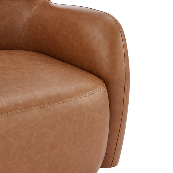 Tiffany KD Faux Leather Accent Arm Chair, Vintage Cider