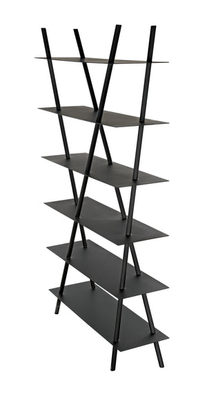 Siddhartha Industrial Steel Bookcase in Matte Black