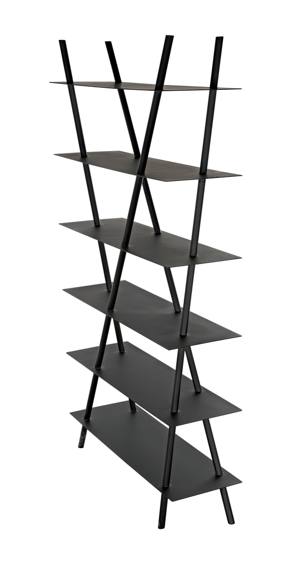 Siddhartha Industrial Steel Bookcase in Matte Black