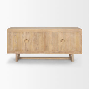 Grier 72.0L x 18.75W x 31.5H Light Brown Solid Wood W/Cane Sideboard