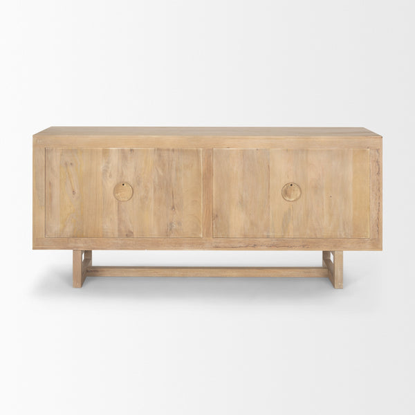 Grier 72.0L x 18.75W x 31.5H Light Brown Solid Wood W/Cane Sideboard