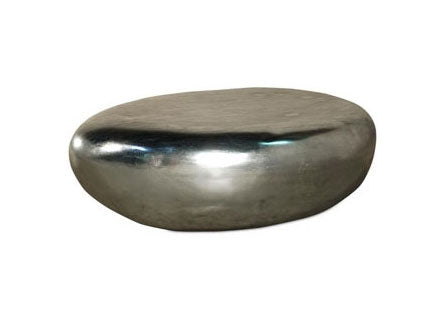 River Stone Cocktail Table, Silver Leaf Small