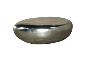 River Stone Cocktail Table, Silver Leaf Small