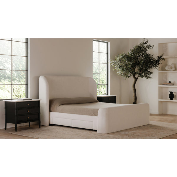 Sophia King Storage Bed in Cream with Drawers