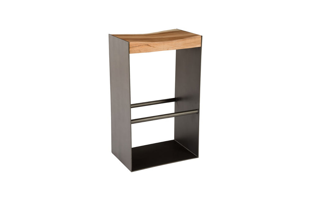 Iron Frame Bar Stool, Chamcha Wood, Natural