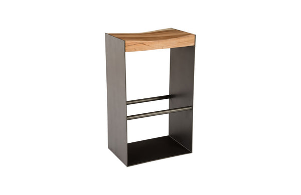 Iron Frame Bar Stool, Chamcha Wood, Natural