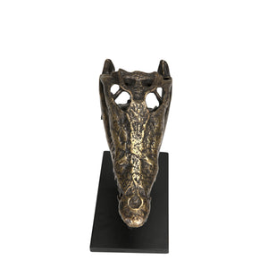 Brass Alligator On Stand, Medium