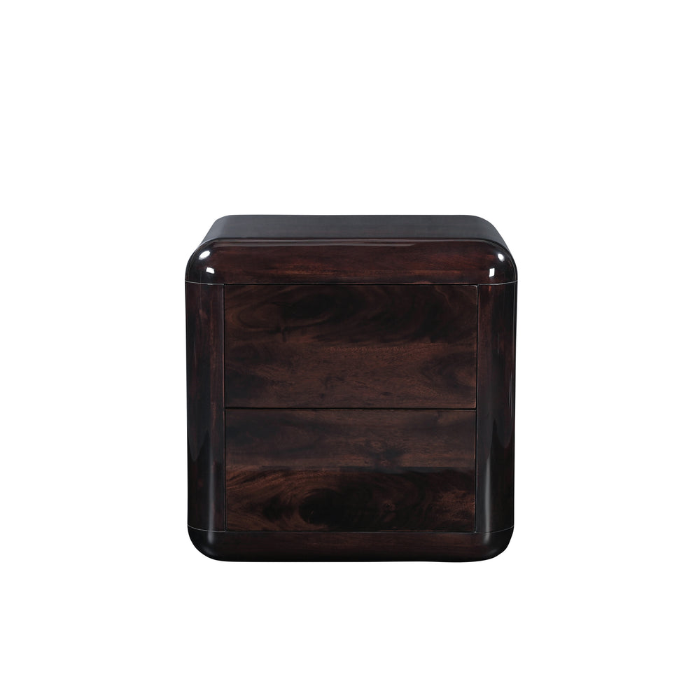 Rory Nightstand Dark Brown with Push-to-Open Drawers