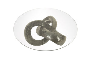 Trifoil Coffee Table, Liquid Silver w/Glass