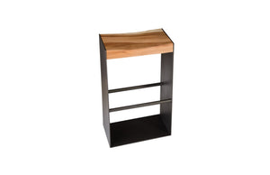 Iron Frame Bar Stool, Chamcha Wood, Natural