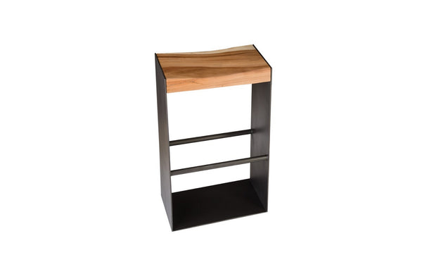 Iron Frame Bar Stool, Chamcha Wood, Natural