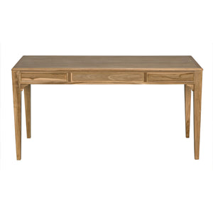 Ambrose Bleached Teak Desk with Brass Pulls and Clear Coat Finish
