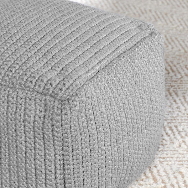 Performance Prism Outdoor Pouf - Handwoven Gray