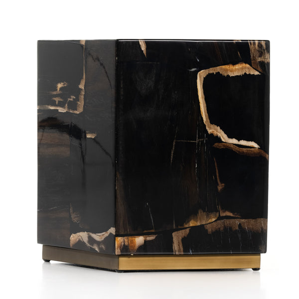 Shep End Table In Polished Petrified Wood