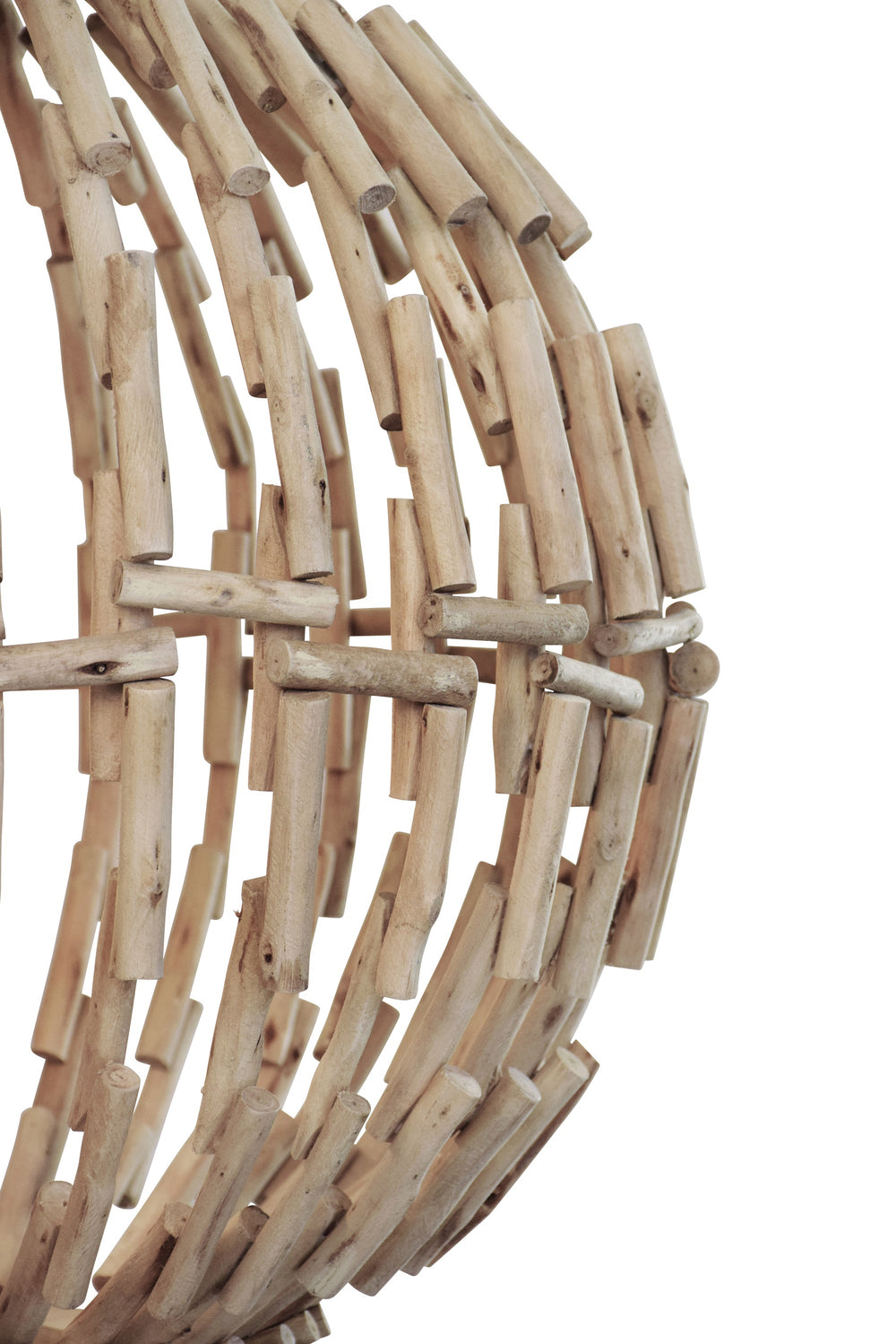 SPHERE SHAPED PENDANT HANDCRAFTED WITH WHITEWASH EUCALYPTUS WOOD