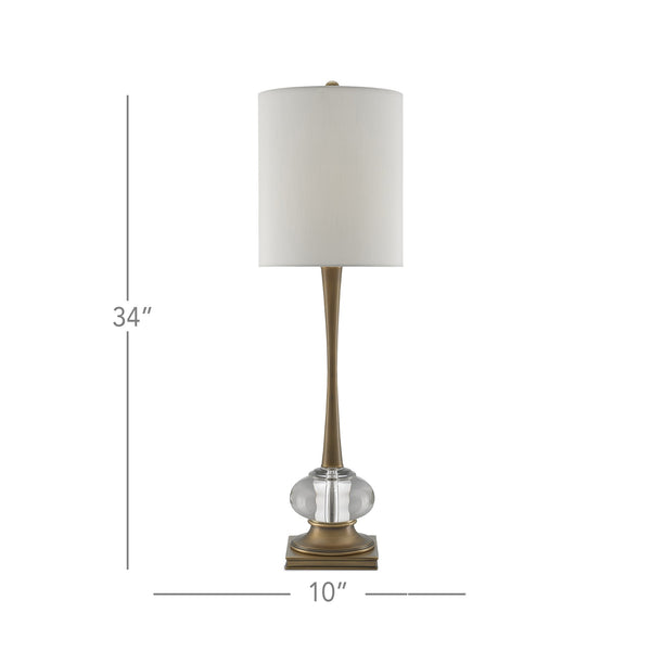 Giovanna Table Lamp In Antique Brass & Clear