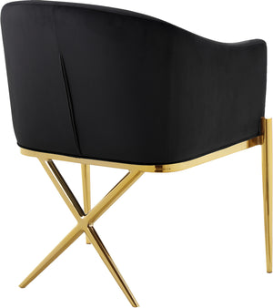 Doris Dining Chair In Black Velvet and Gold