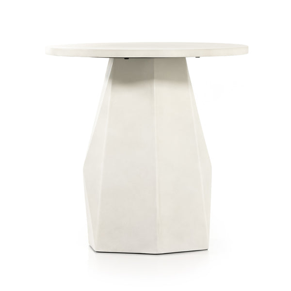 Bowman Outdoor End Table In White Concrete