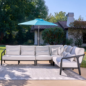 Aria 4pc Black Outdoor Sectional with Teak Frame