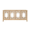FOUR DOOR BUFFET WITH MIRROR FRONT DOORS AND WRAPPED RATTAN