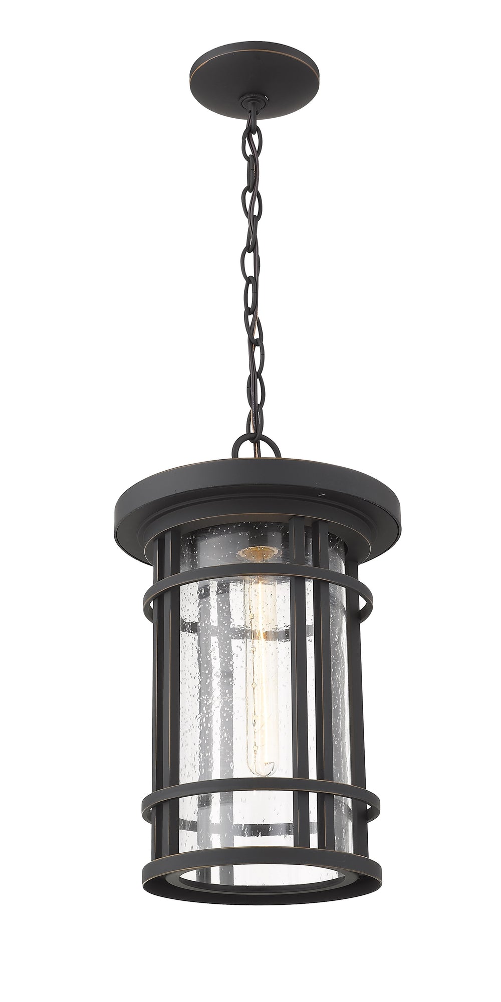Jordan 1 Light Outdoor Chain Mount Ceiling Fixture in Oil Rubbed Bronze Finish