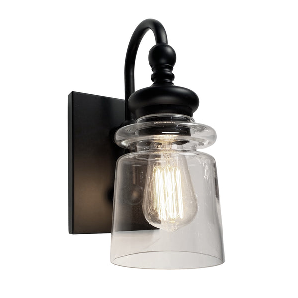 Castara 1 Light Wall Light AC11591BK in Black & Brass