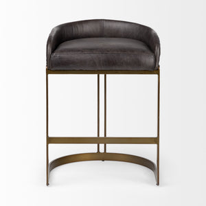 Hollyfield 29" Total Height Black Leather Seat Gold Metal Base Stool