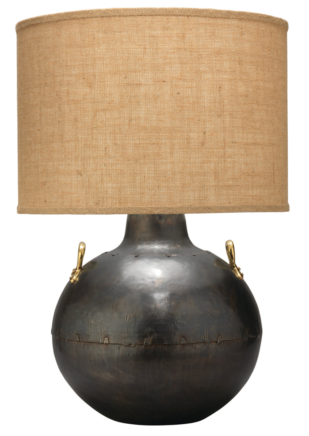 Two Handled Kettle Steel Table Lamp with Burlap Shade