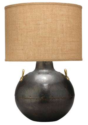 Two Handled Kettle Steel Table Lamp with Burlap Shade