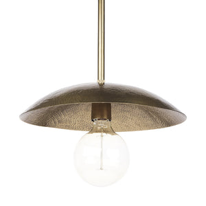 Garnet 13L x 13W Gold Hammered Metal Pendant Light