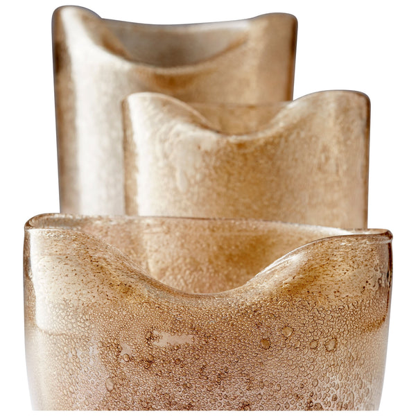 Wide Prospero Vase in Purple and Gold Dust
