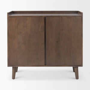 Lillie 36.0L x 16.0W x 32.0H Medium Brown Wood 2 Door Tray Top Accent Cabinet